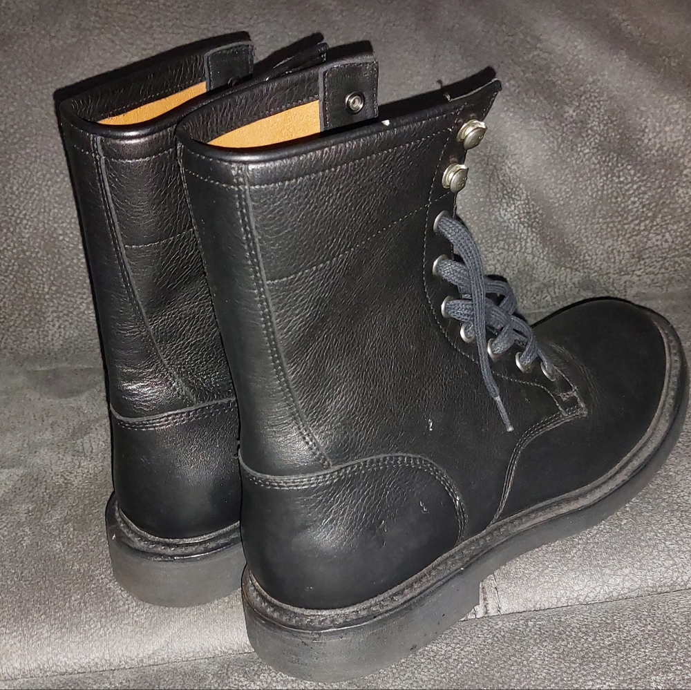 Frye Veronica Combat Logger Black  Leather Boots - Picture 6 of 10